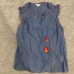 Boden Top with Ruffle Trim and Tassels